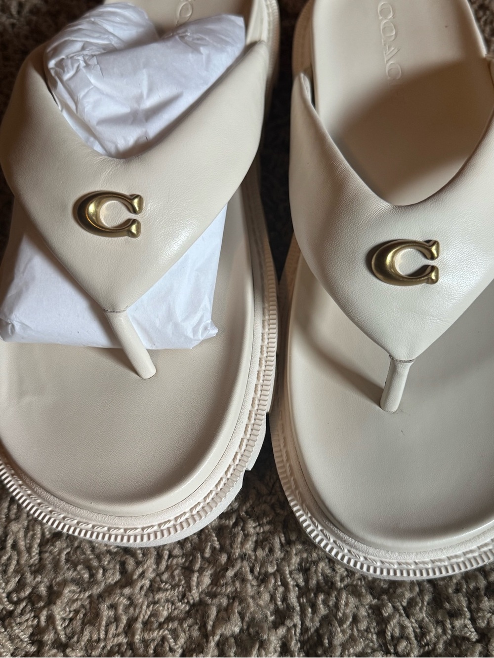 Coach Bryan Women's Thong Sandals with Gold Accent/ color chalk - Picture 3 of 10